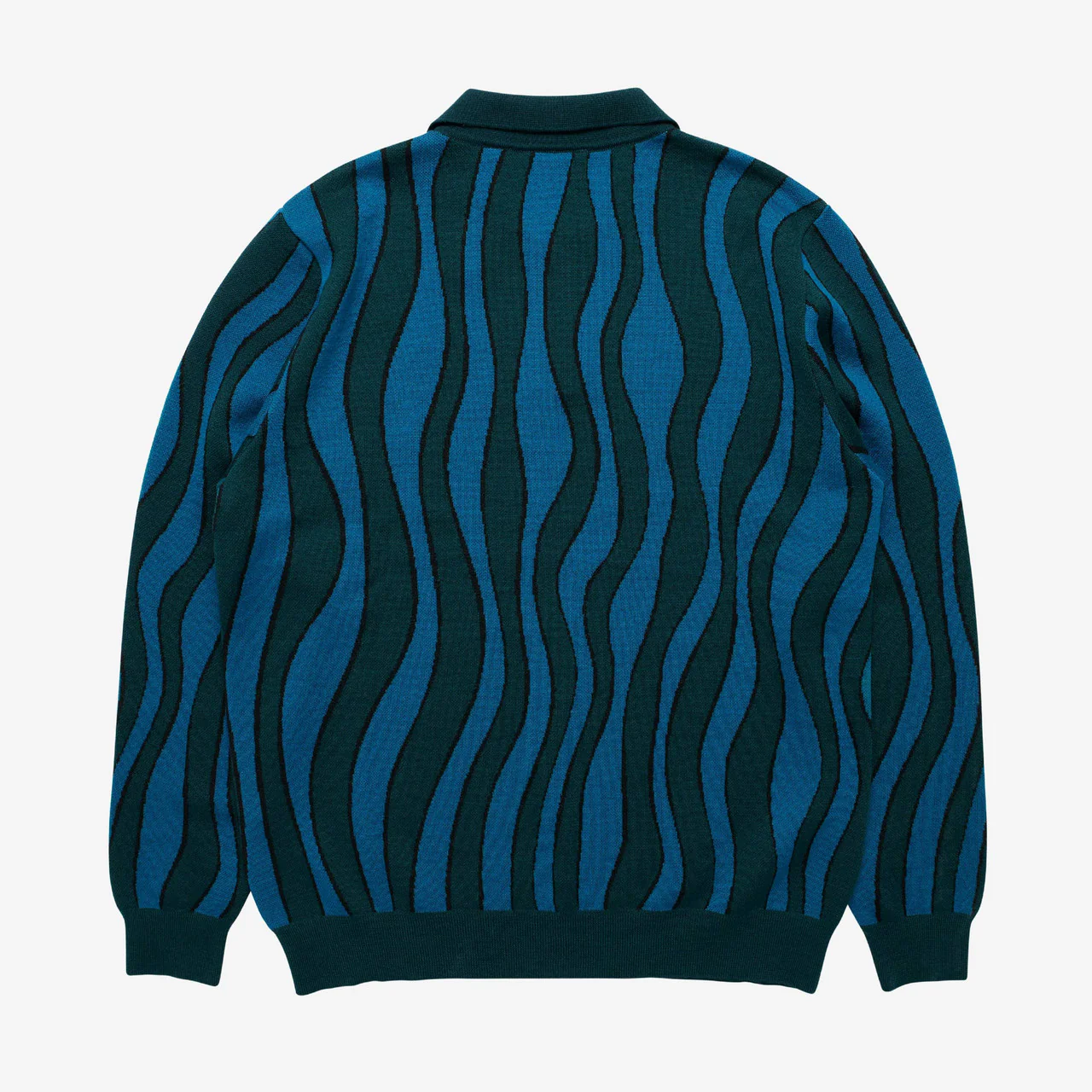 Aqua Weed Waves Knitted Polo Shirt - Image 2