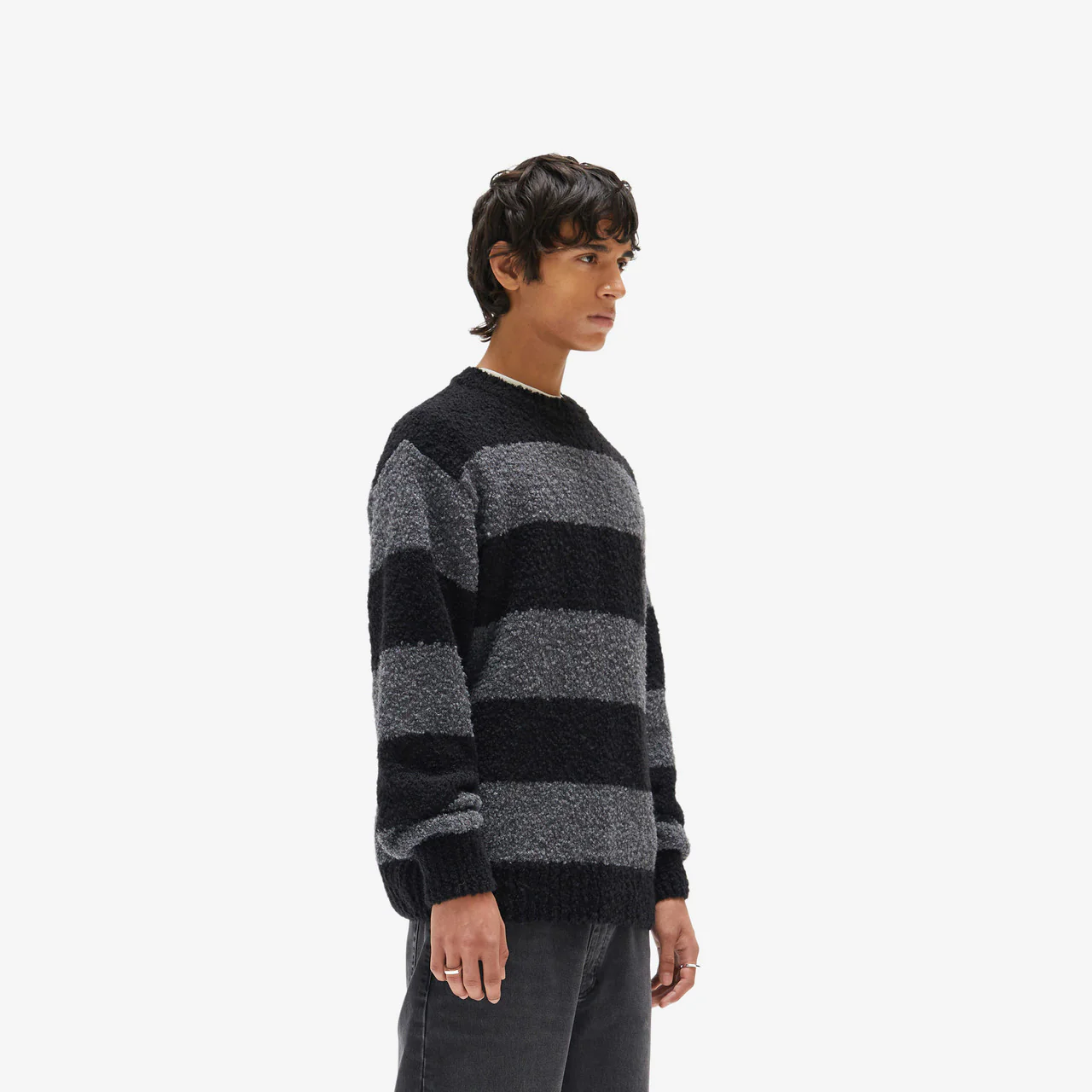 Striped Boucle Knit Crewneck - Image 4