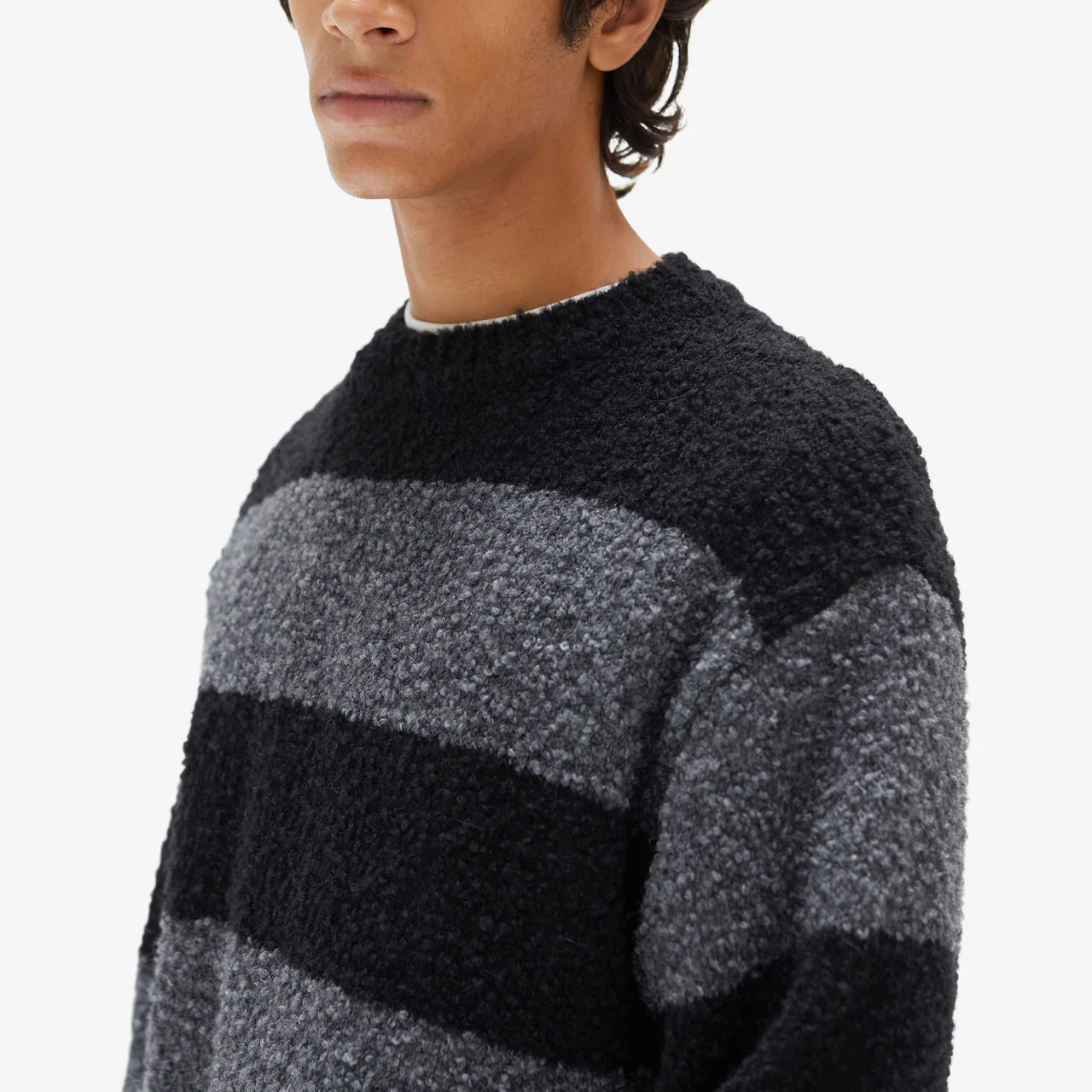 Striped Boucle Knit Crewneck - Image 7